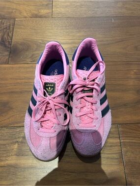 adidas Pink Suede Sneakers with Navy Stripes